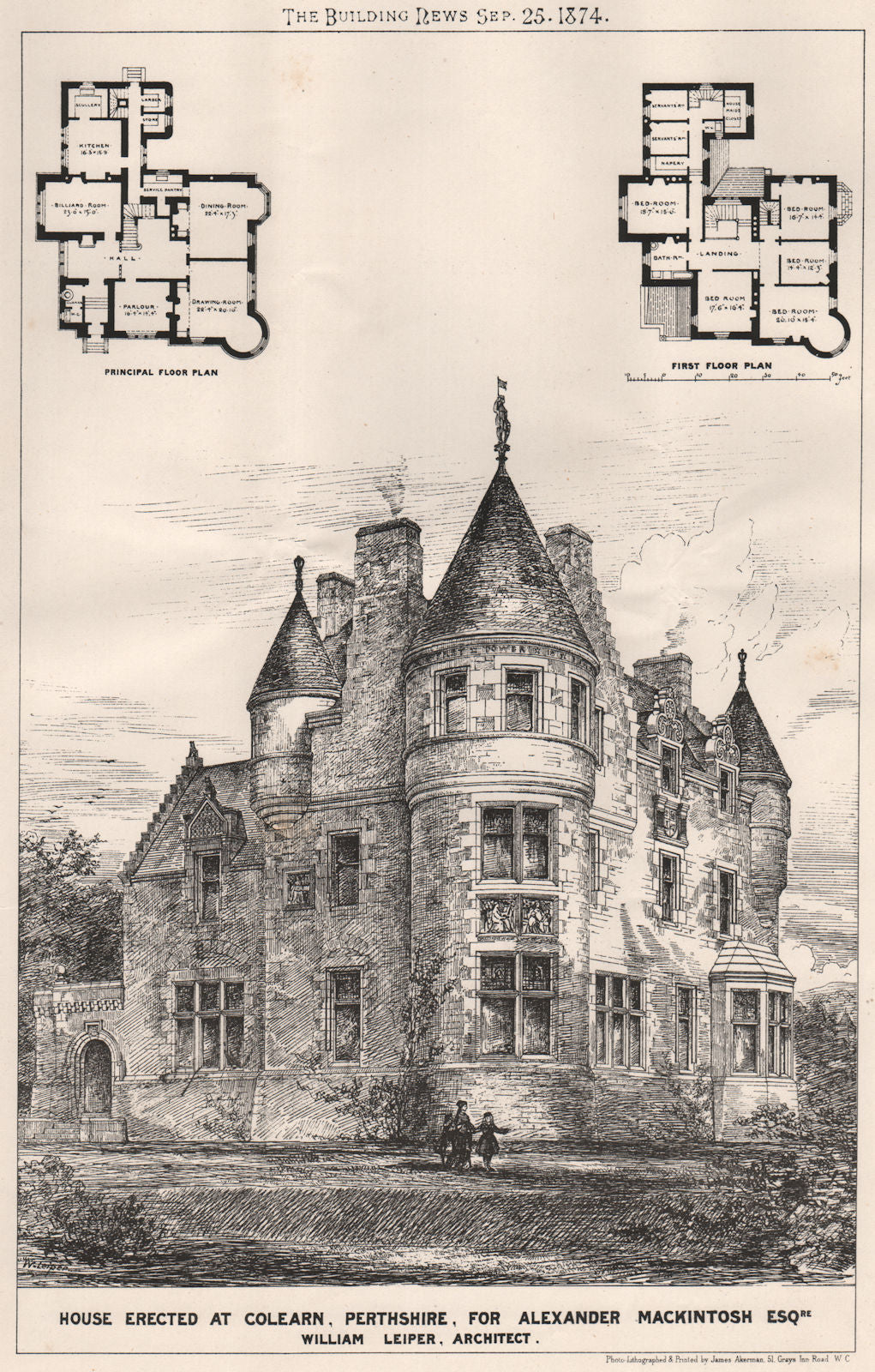 Alexander mackintosh's house, Colearn, Perthshire; William Leiper Archt 1874